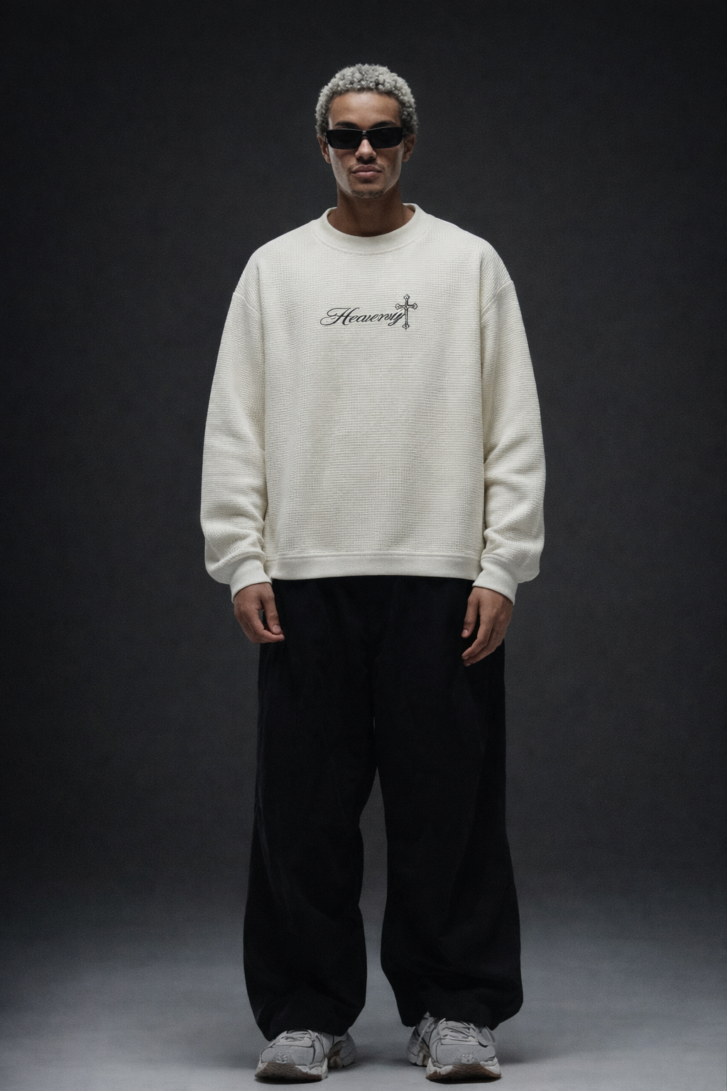 HEAVENLY GUARDIAN WAFFLE KNIT CROPPED TEE