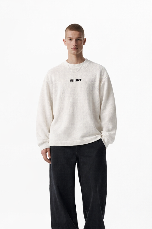 SINNER WAFFLE KNIT CROPPED TEE